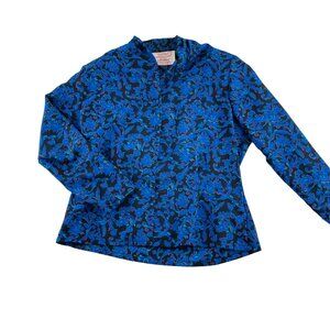 Country Sophisticates By Pendleton Blue Floral Long Sleeve Blouse size 8p